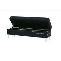 Storage Bench for Bedroom End of Bed, 55.9" Upholstered Velvet Storage Ottoman Bench, End of Bed Storage Bench with Thick Cushion and Metal Legs Window Bench Seat for Living Room Bedroom, Black