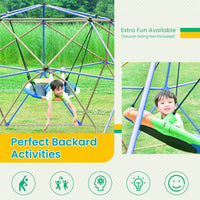 Geometric Playground Dome Climber for Kids, 12 Ft Jungle Gym Playset with Metal Bars and Steel Support for Park Backyard, 1000 lbs Weight Capacity, Blue+Coffee