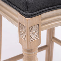 Counter Height Bar Stools Set of 2, French Country Bar Height Chairs with Upholstered Seat & Floral Carved Legs, Wooden Barstools for Pub, Restaurant, Kitchen, 300LBS Weight Capacity, Dark Gray