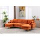 Convertible L-Shaped Sectional Sofa with Movable Ottoman, Upholstered Accent Sofa with 2 Pillows and Golden Metal Legs, Modular Sectional Couch Sets for Living Room Office Apartment, Orange