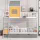 Twin over Twin Bunk Bed with Twin Size Trundle, Wooden House Bunk Bed with Storage Box and Drawer, Playhouse Bunk Bed with Roof, Window, Guardrail and Ladder for Kids Girls Boys, Yellow