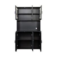 Kitchen Pantry Cabinet, Freestanding Storage Cabinet Cupboard with 6 Doors and Open Shelves, Sideboard Floor Cupboard Cabinet with Open Shelves for Home Dining Room, Living Room and Entryway