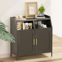 Metal Sideboard Buffet Cabinet,Kitchen Storage Cabinet with Adjustable Shelves and Doors,Modern Sideboard Buffet Table for Living Room Kitchen Dining Room,Black
