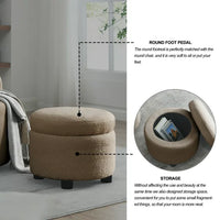Swivel Barrel Chair with Round Storage Chair, Swivel Accent Chairs for Living Room with Ottoman/Footrest, 360 ° Swivel Club Chairs, Upholstered Teddy Modern Armchair for Bedroom, Office, Hotel, Coffee