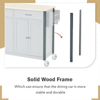 Kitchen Island Cart Kitchen Island on Wheels with Spice Rack, Towel Rack and 2 Drawers, Rolling Mobile Kitchen Island with 4 Door Storage Cabinets and Solid Wood Top, Gray