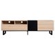 Modern TV Stand for TVs up to 80 Inch, Entertainment Center TV Console Table with Double Storage Space and Drop Down Door for Living Room, Bedroom,Home Theatre,Natural Wood