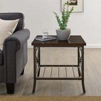 3 Piece Coffee Table Set for Living Room, Sofa Table Set Includes 1 Coffee Table and 2 End Table, Coffee Table with Wood Panels and Metal Frame, Living Room Furniture, Brown with Corss Bottom