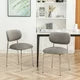 2Pcs Velvet Leaf Grain Dining Chairs, Modern Ergonomic Backrest Chairs with Silver Metal Legs, for Living Room, Kitchen, Dining Room, Set of 2, Gray