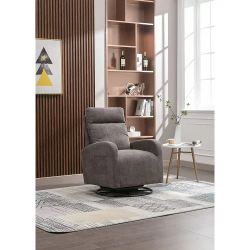 Gliding Recliner Rocker,360°Swivel Glider Modern Nursery Glider Recliner Chair Upholstered Plush Seating Glider,Swivel Glider Chair Nursery Chair Reclining Sofa Chair for Living Room Office,Dark Gray