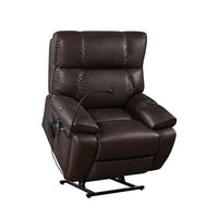 Electric Power Lift Recliner Chair Sofa, Leather Recliner Chair with Massage and Heat, Lay Flat Lift Sleeping Chair with Adjustable Phone Holder, Side Pockets and Cup Holders for Elderly Adults