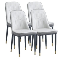 Dining Chair Set of 4, Modern PU Leather Kitchen Chairs with Iron Metal Gold Plated Legs, 4PCS Dining Chairs with High Back, Side Chair Diner Chair for Dining Room Bar Counter Living Room, White