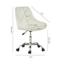 Modern Velvet Swivel Home Office Desk Chair with Wheels, Upholstered Cute Desk Chair with Lift Adjustment, Ergonomic Comfortable Office Chair for Living Room, Bedroom, Office, Vanity and Study, Beige