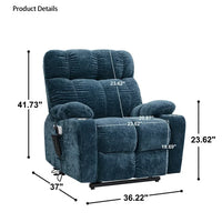 Lay Flat Sleeping Motor Power Lift Recliner Chair, Dual OKIN Power Lift Recliner, Lift Chairs Recliners For Elderly, ELectric Recliner Sofa Chair with Cup Holders Side Pockets for Living Room,Blue