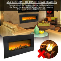 42-Inch Wall Hanging Electric Fireplace Heater with Realistic Flame, Fireplace Stove Heater with Remote Control, Fireplace Stove for Indoor, 1400W, Black