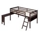 Twin Size Loft Bed with Removable Desk,Solid Wood Loft Bed Frame with Ladder and Safety Guardrail,Multifuctional Low Loft Bed for Girls Boys,Espresso