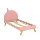 Twin Size Platform Bed Frame, Wooden Cute Bed with Unicorn Shape Headboard and Slats Support for Kids Boys Girls, Easy Assembly, No Box Spring Needed, Pink
