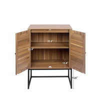 41.34inch Tall Accent Cabinet, Rattan Sideboard Cupboard with Adjustable Shelf and 2 Doors, Free Standing Storage Cabinet for Living Room, Kitchen, Bedroom, Walnut