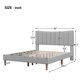 Queen Size Platform Bed with Vertical Channel Tufted Headboard, Elegant Linen Upholstered Platform Bed Frame with Slats Support and Solid Wood Legs and Under Bed Storage, No Box Spring Needed, Gray
