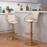 Modern Velvet Bar Stools Set of 2, Swivel Barstools with Golden Legs, Kitchen Island Chairs, Adjustable Counter Height Bar Chair, for Home Bar, Kitchen Island,Pub, Cafe, WHITE