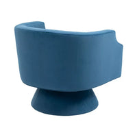 360 Degree Swivel Accent Barrel Chair, Round Velvet Armchair with Wide Upholstered and Cylindrical Pedestal, Modern Barrel Chair Reading Sofa Chair for Living Room Bedroom Office, Blue