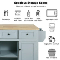 Kitchen Island Cart with Drop-Leaf Counter Top, Rolling Mobile Kitchen Island Kitchen Storage Cabinet Kitchen Cart on Wheels with Internal Storage Cabinet, Spice Rack, Towel Rack & 3 Drawers, Blue