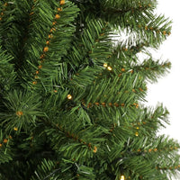 7.5 FT Pre-lit Christmas Tree, Artificial Hinged Xmas Tree with 400 Pre-strung Led Lights, 1420 Branch Tips and Foldable Stand for Holiday Decoration, Easy Assembly, Green