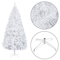 7ft Christmas Tree, White Premium Hinged Artificial Christmas Pine Tree with 1349 Branch Tips and Metal Base for Home, Office, Party Holiday Decoration (7ft, White)