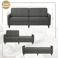 Convertible Folding Sofa Bed Futon, Linen Fabric Loveseat Couch with Adjustable Backrest and Solid Wood Legs,77" Sleeper Sofa Couch for Living Room, Apartment, Office, Grey