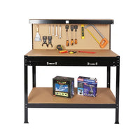 Workbench with Pegboard, Multipurpose Tool Organizers and Storage Work Table with Drawers and Peg Board, Work Benches for Garage Workshop, 45.3" (L) x 21.7" (W) x 55" (H), Black