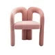 Modern Velvet Dining Chairs Set of 2, Upholstered Barrel Side Chairs Kitchen Armchair Accent Dining Chair, Comfy Vanity Chairs with Open-Back and 3 Legs, for Living Room/Dining Room/Bedroom, Pink