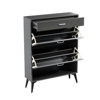 Shoe Storage Cabinet with 2 Flip Drawers and Open Shelf,Free Standing Shoe Racks Storage Cabinet with Metal Legs,Shoe Rack Organizer Entrance Shoe Storage Cabinet Narrow Closet for Entryway Hallway