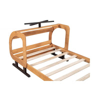 Twin Size Platform Bed,Wooden Plane Shaped Platform Bed Frame with Rotatable Propeller and Shelves for Boys and Girls,Easy Assembly,Natural