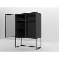 Sideboard Buffet Cabinet,47.2"H Storage Cabinet Kitchen Buffet,Stylish Metal Pantry Cabinet with 2 Mesh Doors,Accent Storage Cabinet with Adjustable Shelves for Office Dining Room Living Room,Black