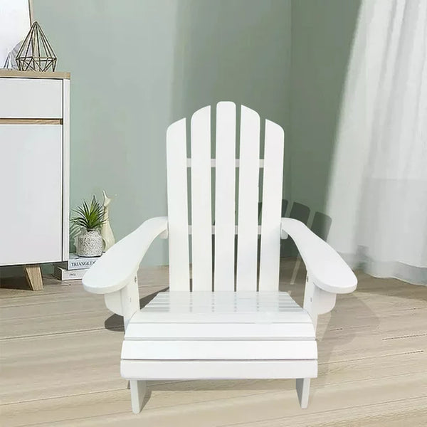 Kids Adirondack Lawn Chairs with Wide Armrest and Wood Frame, Foldable Lounge Chair with Adjustable Backrest, Plastic Chairs with Curved Seat for Patio, Deck, Yard, Garden, White
