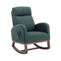 Rocking Chair Nursery, Modern Glider Rocking Chair with Headrest and Thicken Wood Base, Upholstered Nursing Armchair for Living Room, Bedroom, Emerald