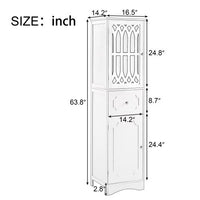 Tall Bathroom Storage Cabinet, Multifunctional Storage Cabinet with Adjustable Shelf, Drawer and 2 Doors, Freestanding Linen Tower, 16.5" L x 14.2''W x 63.8''H, Gray