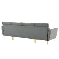 112" Convertible Sectional Sofa Couch, Modern Boucle Yarn Fabric L Shaped Couch with Reversible Chaise, 4-Seat Sectional Sleeper Sofa for Living Room Apartment Office, Light Gray