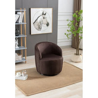 Swivel Barrel Chair,Velvet Accent Chair, Upholstered Comfy Side Corner Sofa Chair,Leisure Lounge Singe Round Sofa Armchair for Living Room,Nursery,Bedroom,Office, Lounge,Chocolate