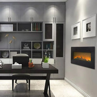 Electric Fireplace - 42 Inch Faux Fireplace with Flame Wall Hanging Installation - Remote Control Operated, Safe for Daily Use Wide Wall Mount Heater
