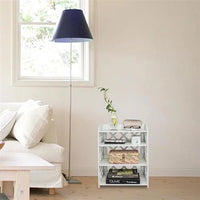 Nightstand Side Table, Wood Plastic Board 4-Storey Locker Bedside Cabinet Tea Table Coffee Table White