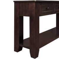 Console Table, 55" Narrow Buffet Sideboard with 3 Drawers and Bottom Shelf, Modern Farmhouse Entryway Sofa Table with Solid Wood Legs and Handles for Living Room, Kitchen, Hallway, Espresso