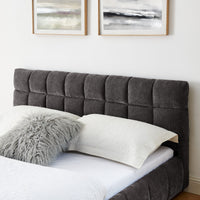 Triple Tree Queen Size Upholstered Bed ,comfortable upholstered bed frame, Chenille fabric, with headboard and solid bed frame. With drawer for storage.-Dark Gray(88.5''*68.5''*31'')