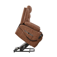 Power Lift Recliner Chair for Elderly with Cup Holders and USB Charge Ports, 3 Positions Electric Reclining Chair with 2 Side Pockets, Modern Livingroom Chair for Home and Office, Brown