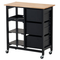 Kitchen Island Cart with Storage, Kitchen Cart for Home, Rolling Trolley Cart with 3 Drawers and 3 Storage Shelves, Dining Cart for Dining Room, Bar, Kitchen,Black