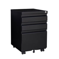 3 Drawer Mobile File Cabinet with Lock, Metal Rolling Filing Cabinet, Under Desk Mobile File Cabinet with 360° Swivel Lockable Casters, for Legal/Letter/A4 Size File Folders, Black