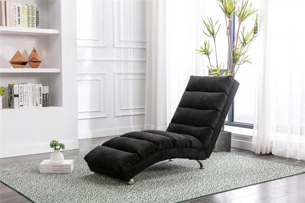 Electric Massage Chaise Lounge, Linen Indoor Lounger with Remote Control and Side Pocket, Ergonomic Indoor Royal Chair for Office, Living Room, Bedrooom, Black