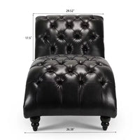 Tufted Chaise Lounge Indoor, Leisure Accent Chair PU Leather Couch, Modern Chaise Lounge Chair, Tufted Armless Chaise Lounge, for Bedroom Living Room Office, Black