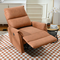 Electric Power Recliner Chair, Reclining Chair with USB Charging Ports and Side Control Button,Home Theater Seating, Upholstered Foam Lounge Single Sofa for Living Room Bedroom, Orange