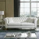 Chesterfield Sofa Modern Tufted Velvet Upholstered Sofa Couch with Flared Arms and Y-shape Golden Metal Legs Velvet Sofa for Living Room Furniture Hold up to 1000 Pound, White