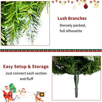 Pre-lit Artificial Xmas Tree Christmas 4-Piece Set, Christmas Garland, Wreath and Set of 2 Entrance Trees X-mas with LED Lights, Christmas Tree Celebrating Set, for Home Front Door, Porch, Green